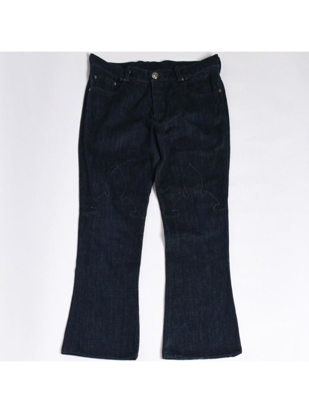 Chrome Hearts Flarenie Denim Pants Jeans Horseshoe Button Indigo Blue